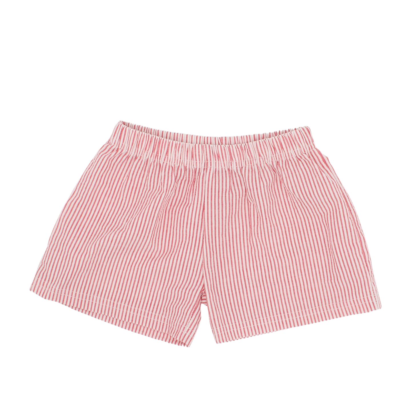 Light Red Stripe Lined Seersucker Shorts