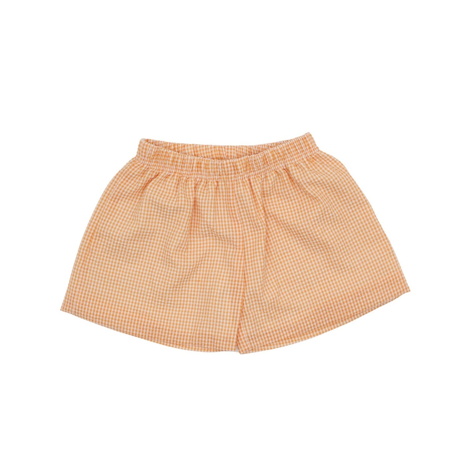 Orange Gingham Lined Seersucker Shorts