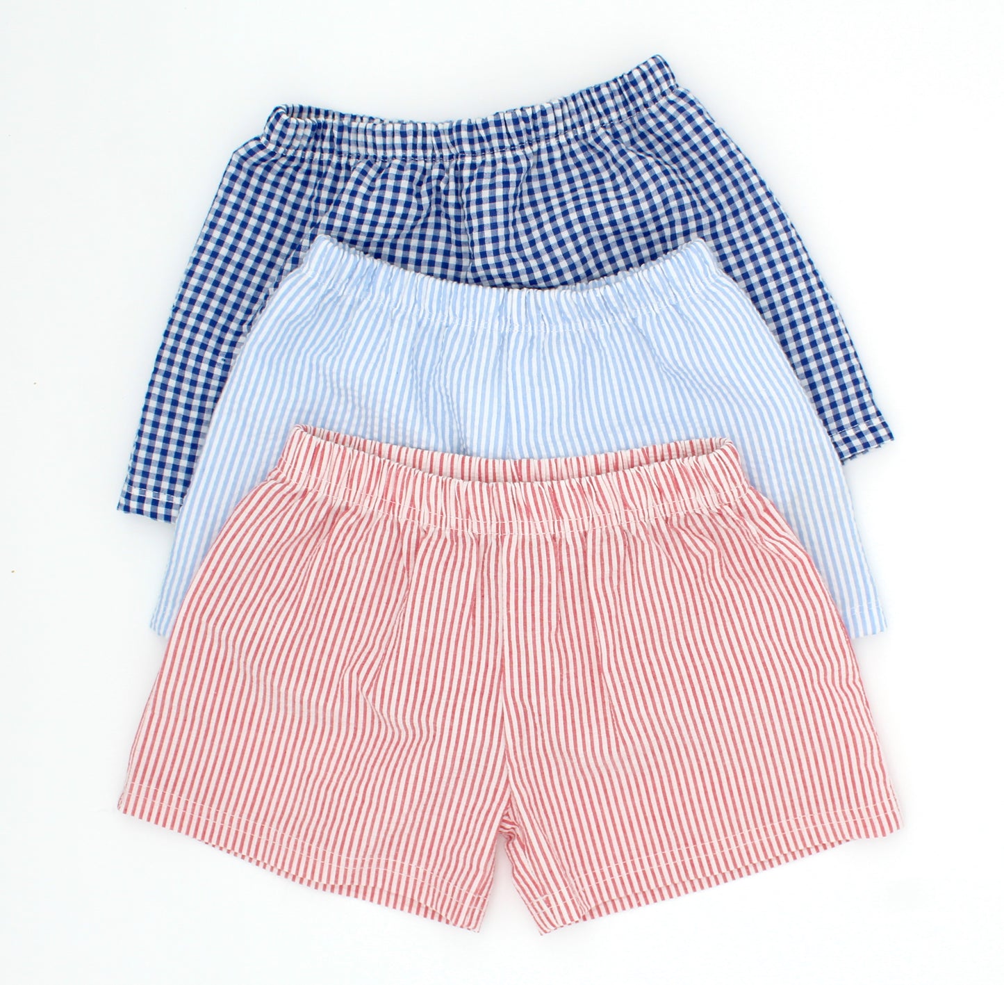 Light Blue Stripe Lined Seersucker Shorts